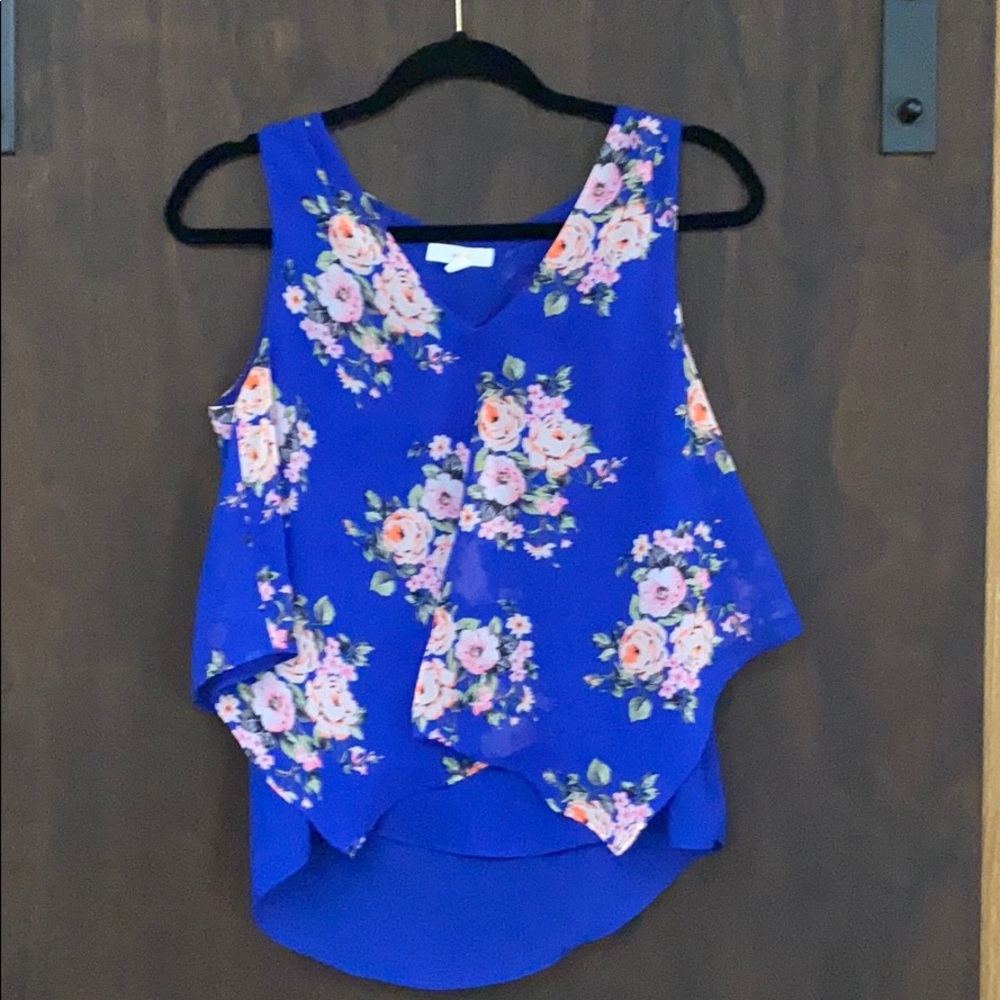 Blue floral blouse